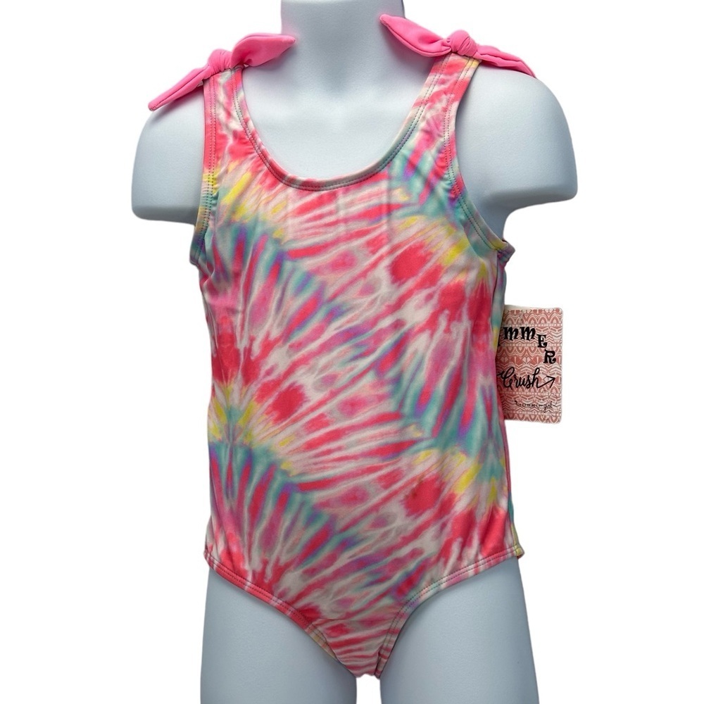 Summer Crush by Gossip Girl One Piece Tank Shoulder Tie Detail Tie-Dye Swimsuit